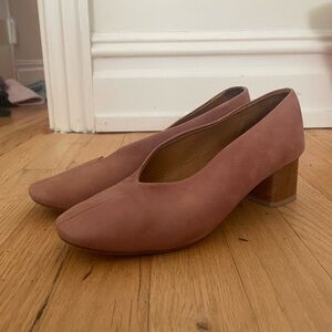 COCLICO Blush Pink Leather Block Heel